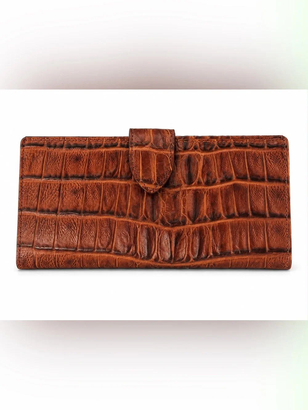 Cole Haan Brown Croc-Embossed Leather Clutch Wallet